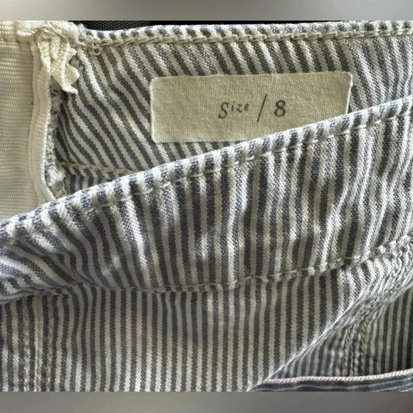 Anthropologie Pilcro & The Letterpress Blue White Pinstripe Mini Skirt Size 8 - Picture 10 of 16
